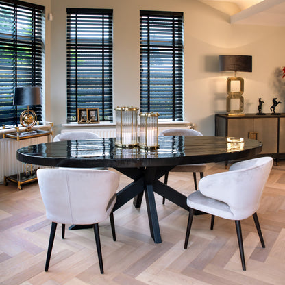 Eetkamerstoel Indigo khaki velvet in een interieur