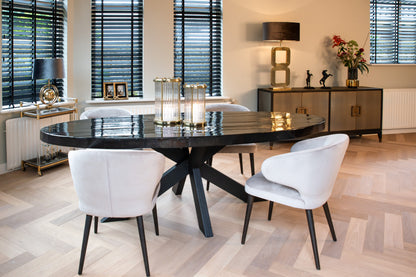 Eetkamerstoel Indigo khaki velvet in een interieur