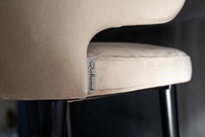 Eetkamerstoel Indigo khaki velvet, detail van het materiaal