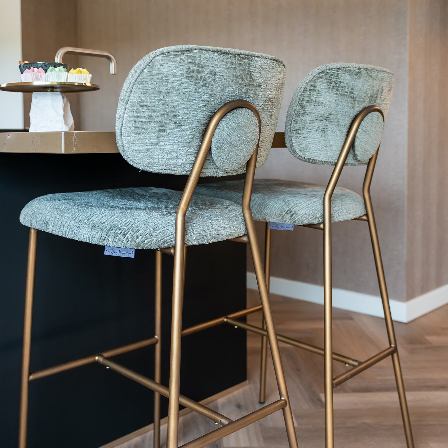 Barkruk Xenia | Kookeiland of Bartafel | Groen Stof