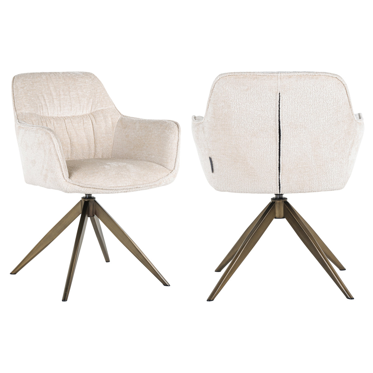 Eetkamerstoel Aline white chenille brandvertragend, detail van het materiaal