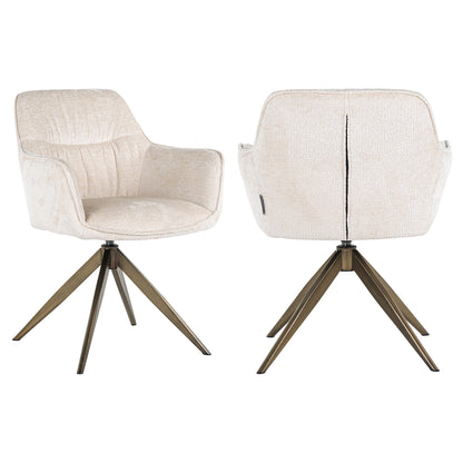 Eetkamerstoel Aline white chenille brandvertragend, detail van het materiaal