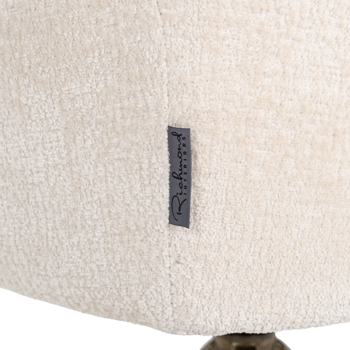 Eetkamerstoel Aline white chenille brandvertragend, detail van het materiaal