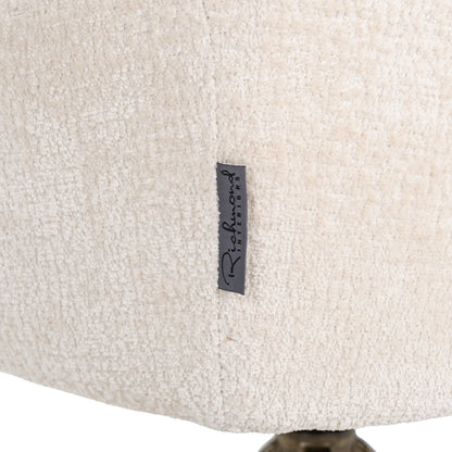 Eetkamerstoel Aline white chenille brandvertragend, detail van het materiaal