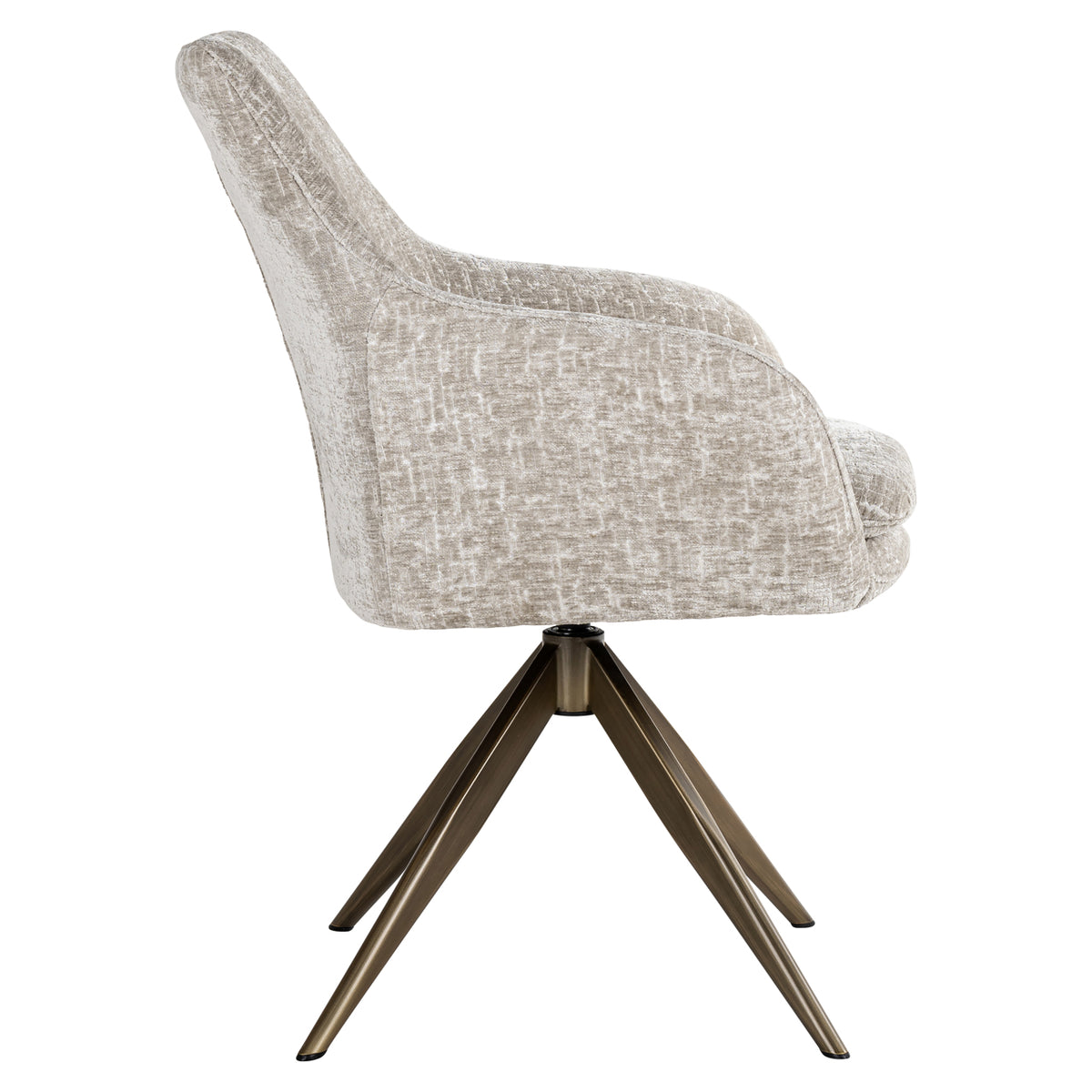 Eetkamerstoel Lisonne beige chenille, zijaanzicht op witte achtergrond