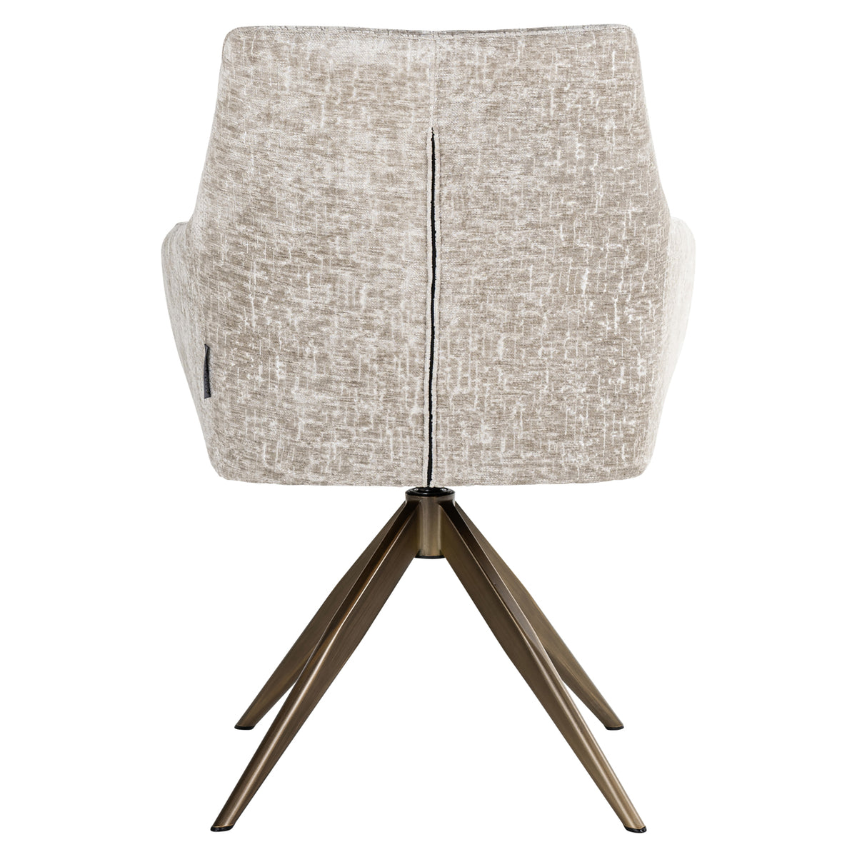 Eetkamerstoel Lisonne beige chenille, achteraanzicht op witte achtergrond