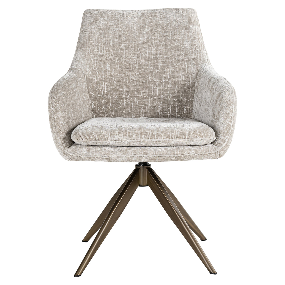 Eetkamerstoel Lisonne beige chenille, vooraanzicht op witte achtergrond