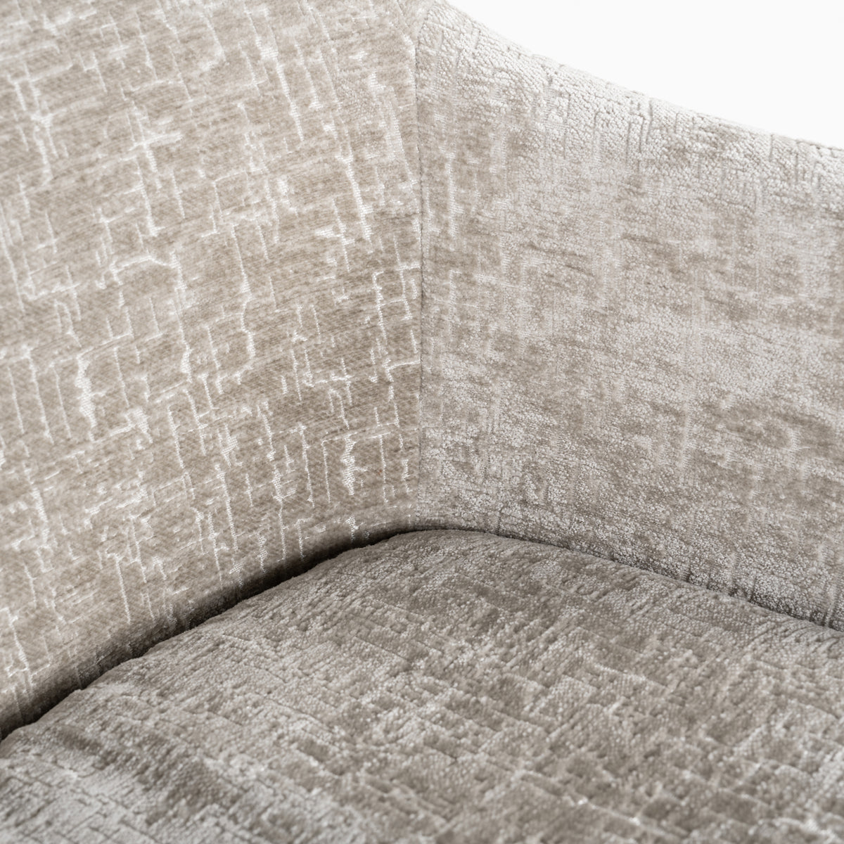 Eetkamerstoel Lisonne beige chenille, detail van het materiaal