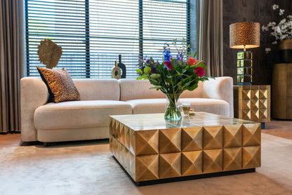 Salontafel Collada brushed gold, detail van het materiaal