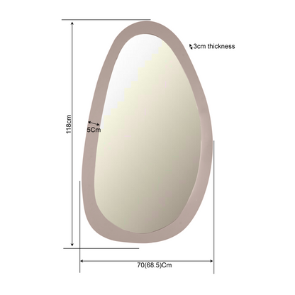 Spiegel Lou zand glas 118 cm, maatvoering met afmetingen