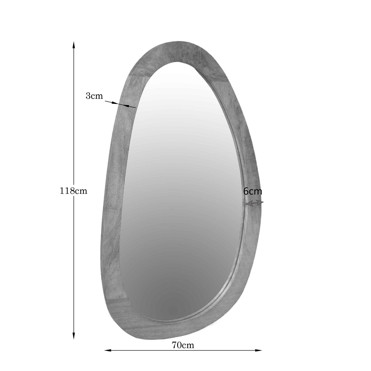 Spiegel Lou naturel glas 118 cm, maatvoering met afmetingen
