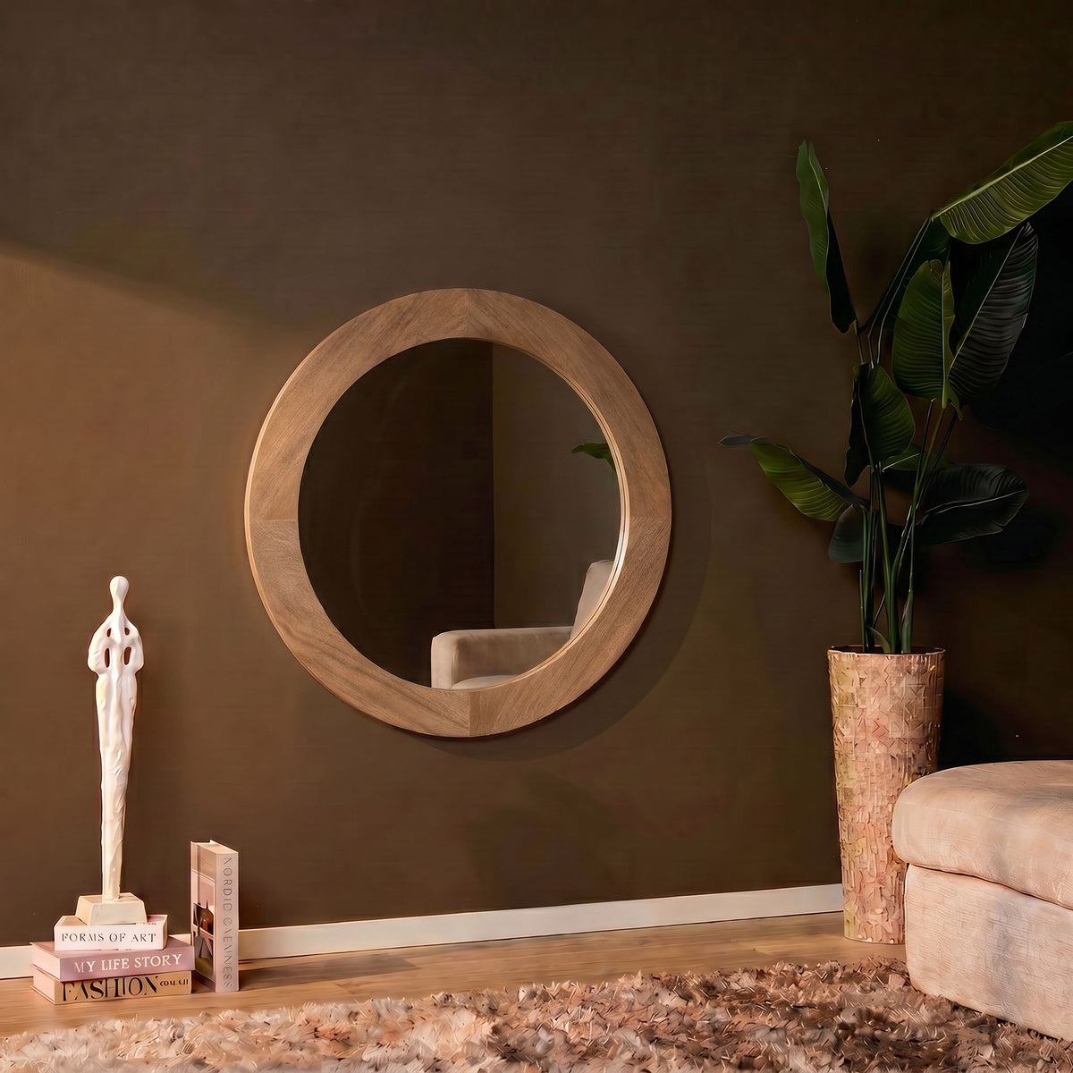 Spiegel Dide naturel glas 40 cm, vooraanzicht in een interieur