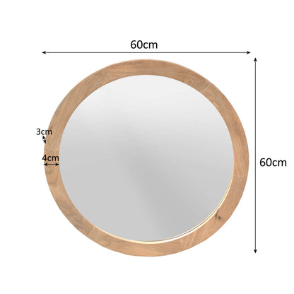 Spiegel Dide naturel glas 60 cm, maatvoering met afmetingen