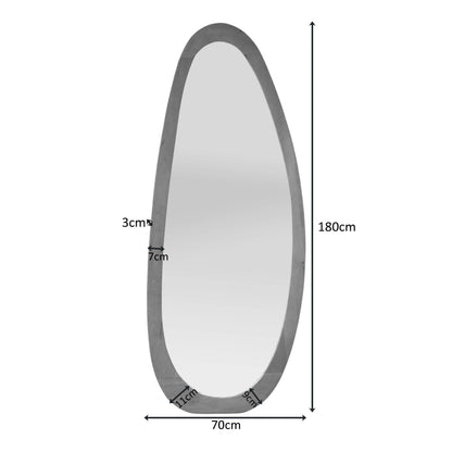 Spiegel Lou naturel glas 70 cm, maatvoering met afmetingen