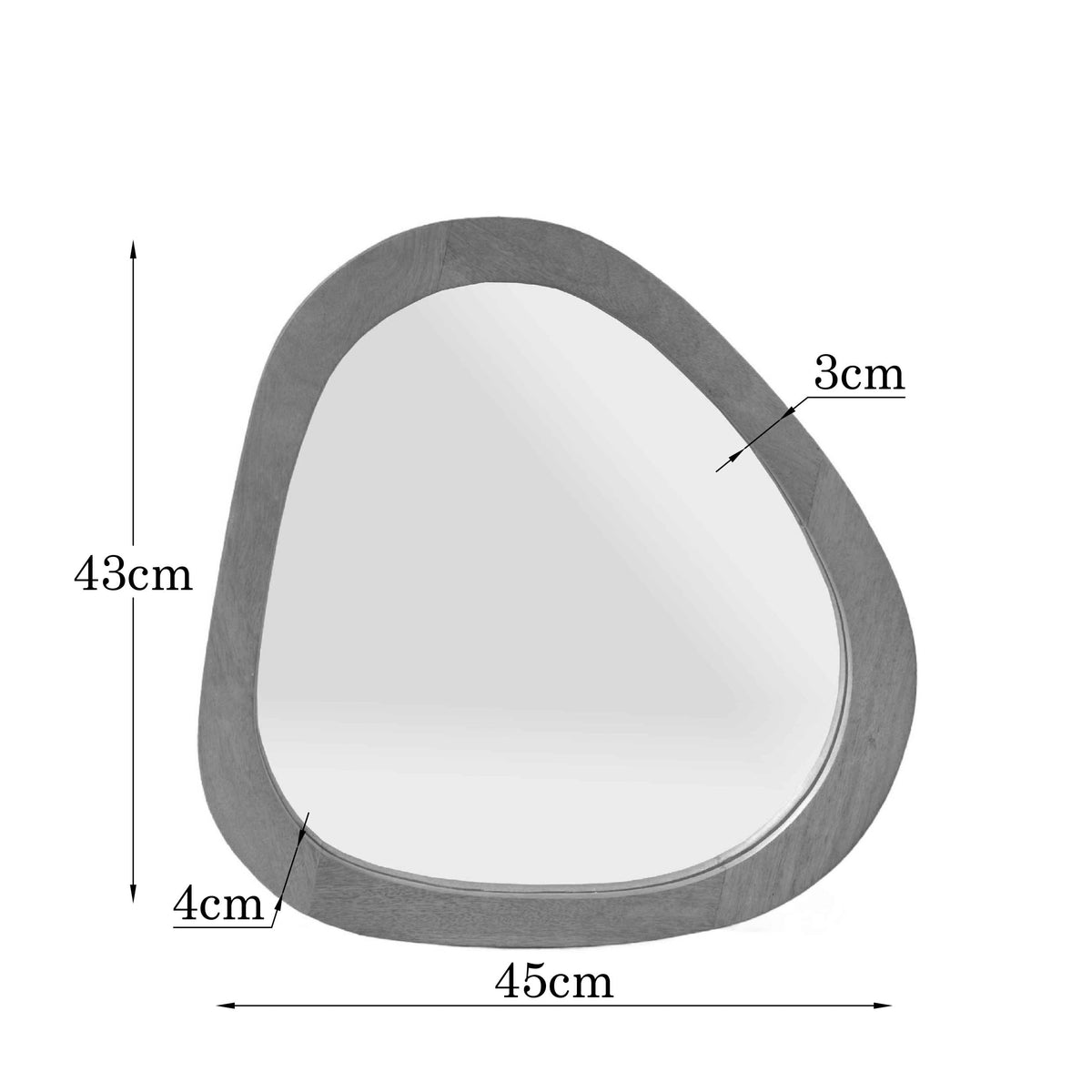 Spiegel Lou naturel glas 45 cm, maatvoering met afmetingen