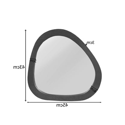Spiegel Lou zwart glas 45 cm, maatvoering met afmetingen