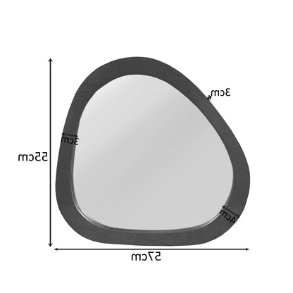 Spiegel Lou zwart glas 57 cm, maatvoering met afmetingen