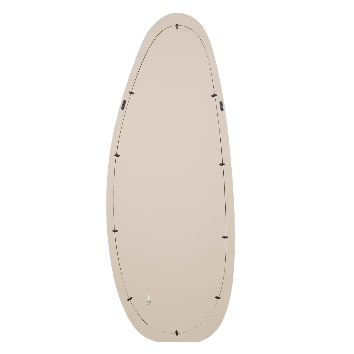 Spiegel Lou zand glas 70 cm, achteraanzicht op witte achtergrond