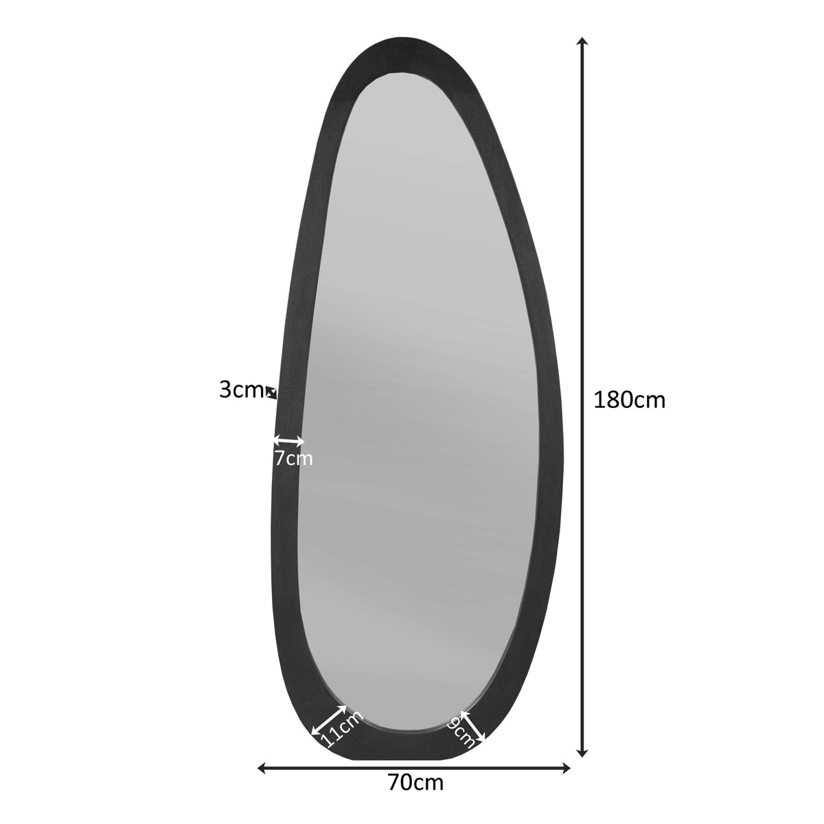 Spiegel Lou bruin glas 70 cm, maatvoering met afmetingen