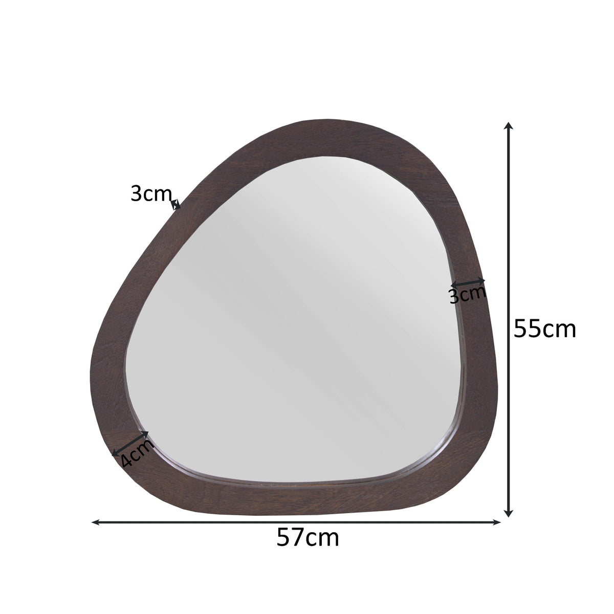 Spiegel Lou bruin glas 57 cm, maatvoering met afmetingen
