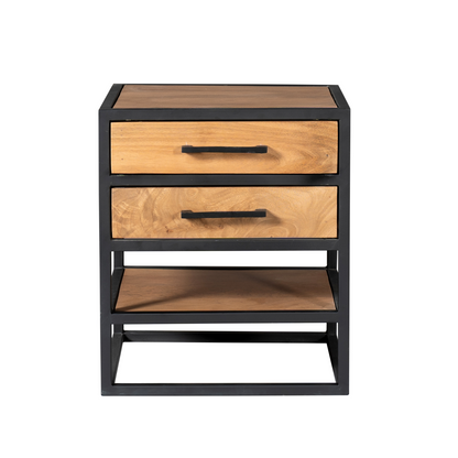 Bijzettafel/Nachtkastje Denver | Mangohout en Metaal