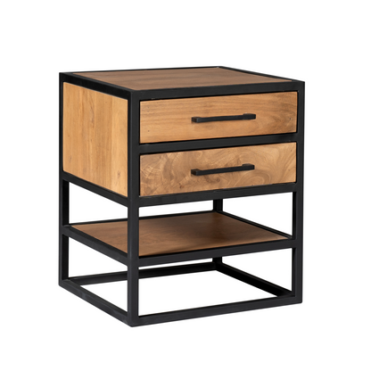 Bijzettafel/Nachtkastje Denver | Mangohout en Metaal