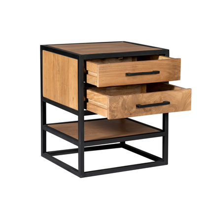 Bijzettafel/Nachtkastje Denver | Mangohout en Metaal