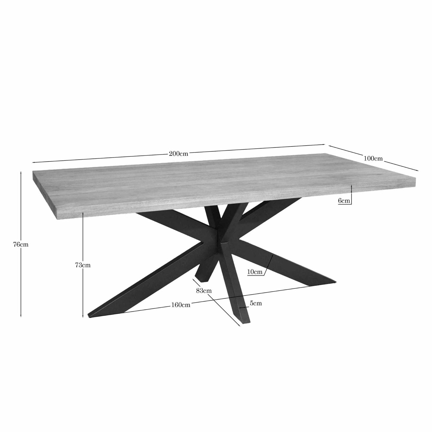 Eettafel Dakota | Naturel Mangohout | Rechthoek