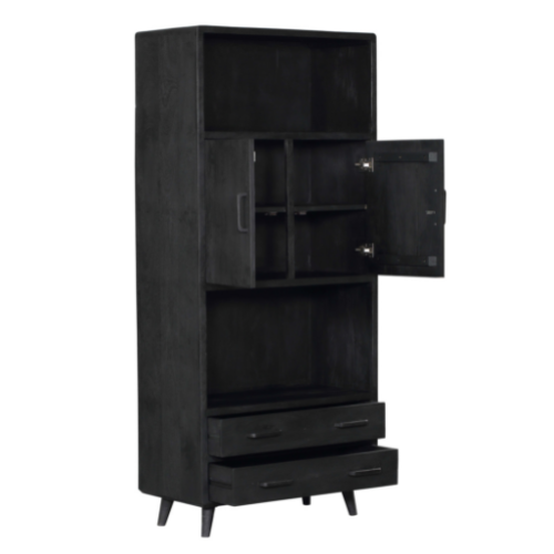 Boekenkast Omaha Black | Mangohout 90 cm