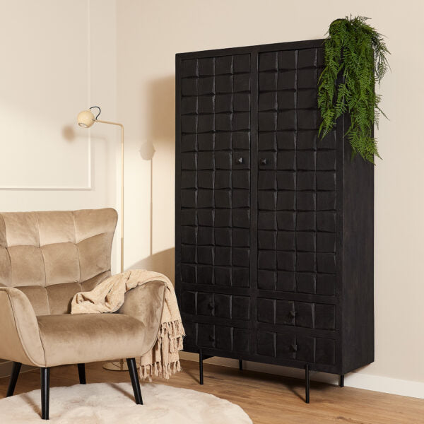 Kabinet kast Brandy Black | 2 deuren 4 lades