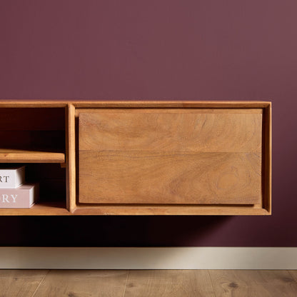 TV-Meubel Ambiance zwevend naturel mango, detail van het materiaal