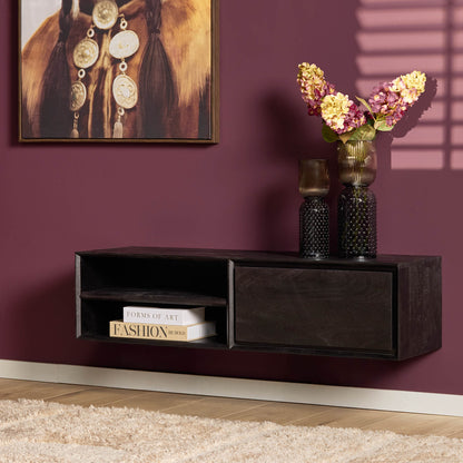 TV-Meubel Ambiance zwevend black, schuin vooraanzicht in een interieur