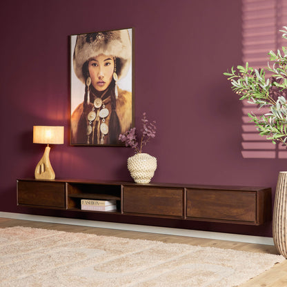 TV-Meubel Ambiance zwevend brown, schuin vooraanzicht in een interieur