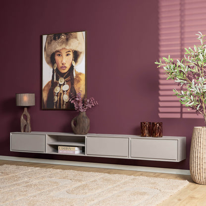 TV-Meubel Ambiance zwevend taupe, vooraanzicht in een interieur