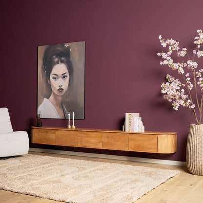 TV-Meubel Excellent zwevend & pootjes naturel, schuin vooraanzicht in een interieur