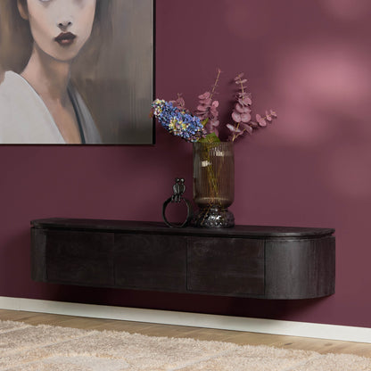 TV-Meubel Excellent zwevend & pootjes black, vooraanzicht in een interieur