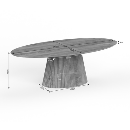 Eettafel Solana | Naturel Mangohout — Maatvoering