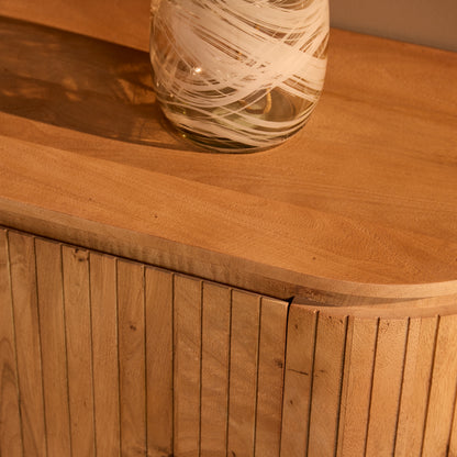 Tv-meubel Solana naturel mangohout, detail van het materiaal