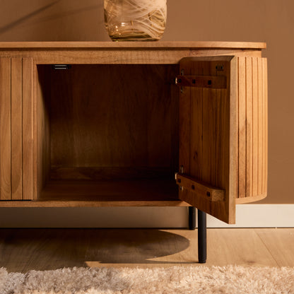 Tv-meubel Solana naturel mangohout, detail van de functie
