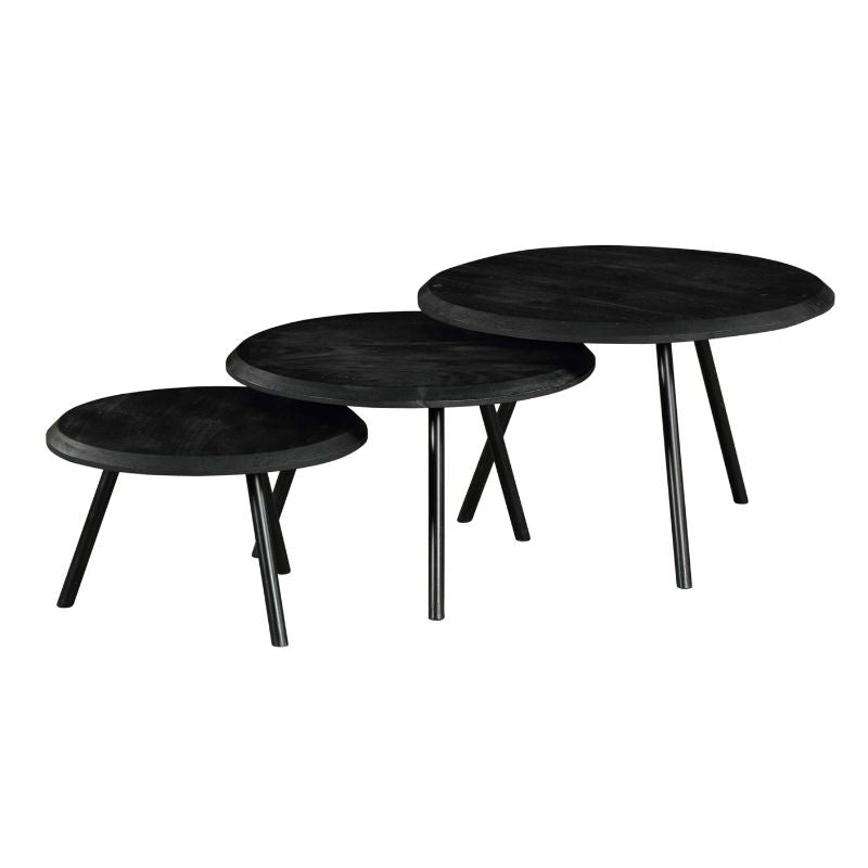 Salontafel Ohio Black | Set Van 3 | Zwart Mangohout