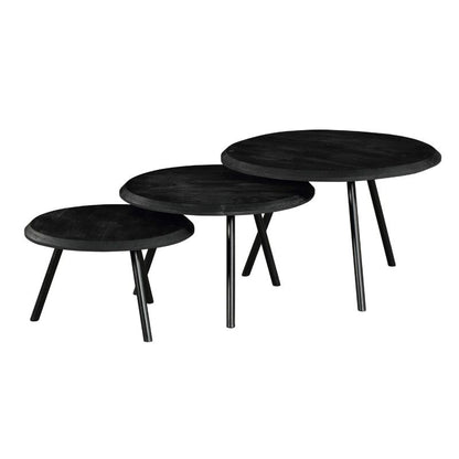 Salontafel Ohio Black | Set Van 3 | Zwart Mangohout