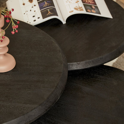 Salontafel Ohio Black | Set Van 3 | Zwart Mangohout