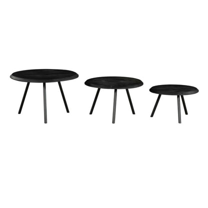 Salontafel Ohio Black | Set Van 3 | Zwart Mangohout