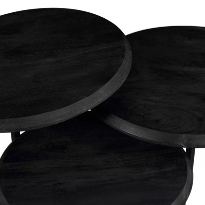 Salontafel Ohio Black | Set Van 3 | Zwart Mangohout