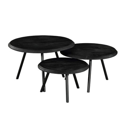 Salontafel Ohio Black | Set Van 3 | Zwart Mangohout