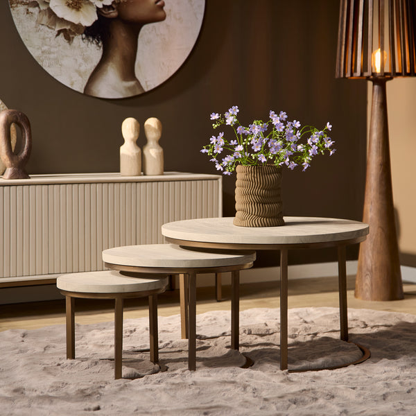 Salontafel Madison | Zand Mangohout | Set van 3