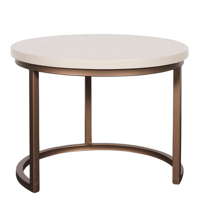 Salontafel Madison | Zand Mangohout | Set van 3 — Vooraanzicht - witfoto