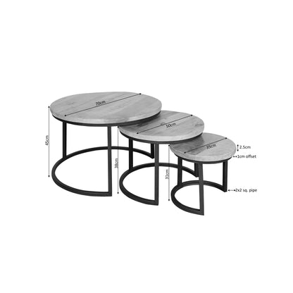 Salontafel Madison | Zand Mangohout | Set van 3 — Maatvoering