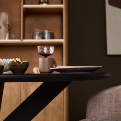 Eiken eettafel Ferris Rond | Zwart Onderstel | Zwart