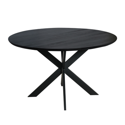 Eiken eettafel Ferris Rond | Zwart Onderstel | Zwart